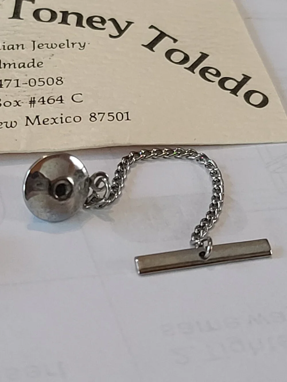 $165 Navajo Artisan Toney Toledo of Santa Fe Circa 1970-80's Turquoise Tie Tack!